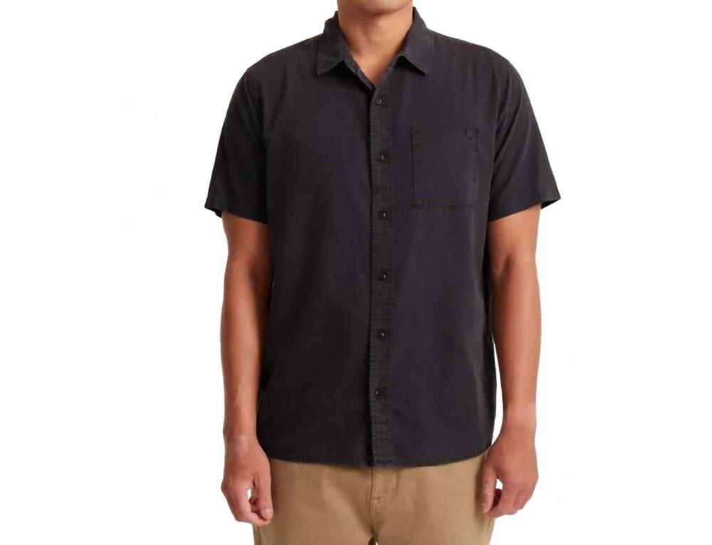 NEW ROARK made to fade short sleeve shirt in washed charcoal